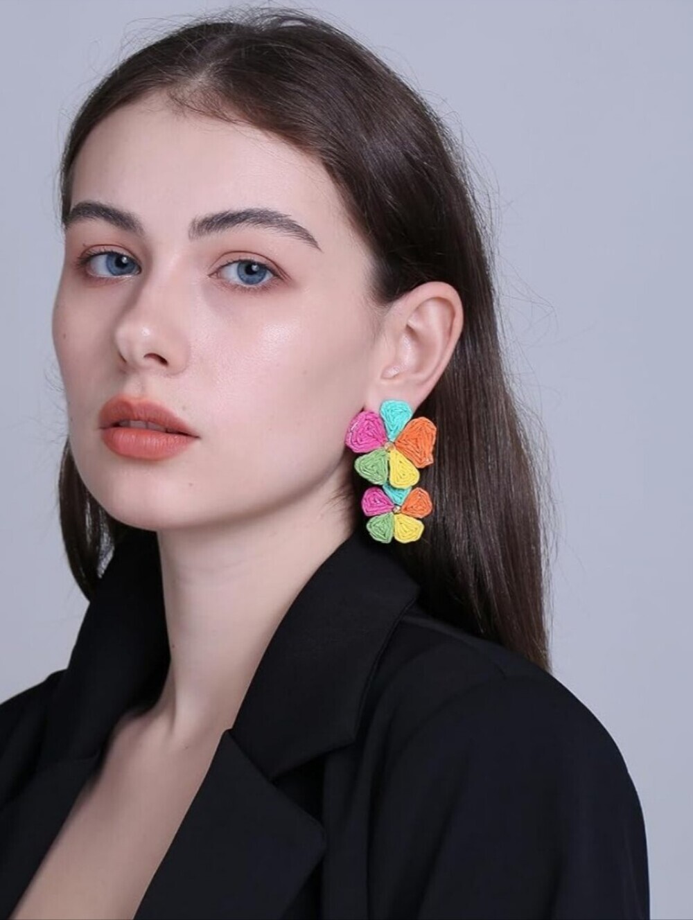 Colorful Cluster Resin Flower Drop Earrings - Multicolor